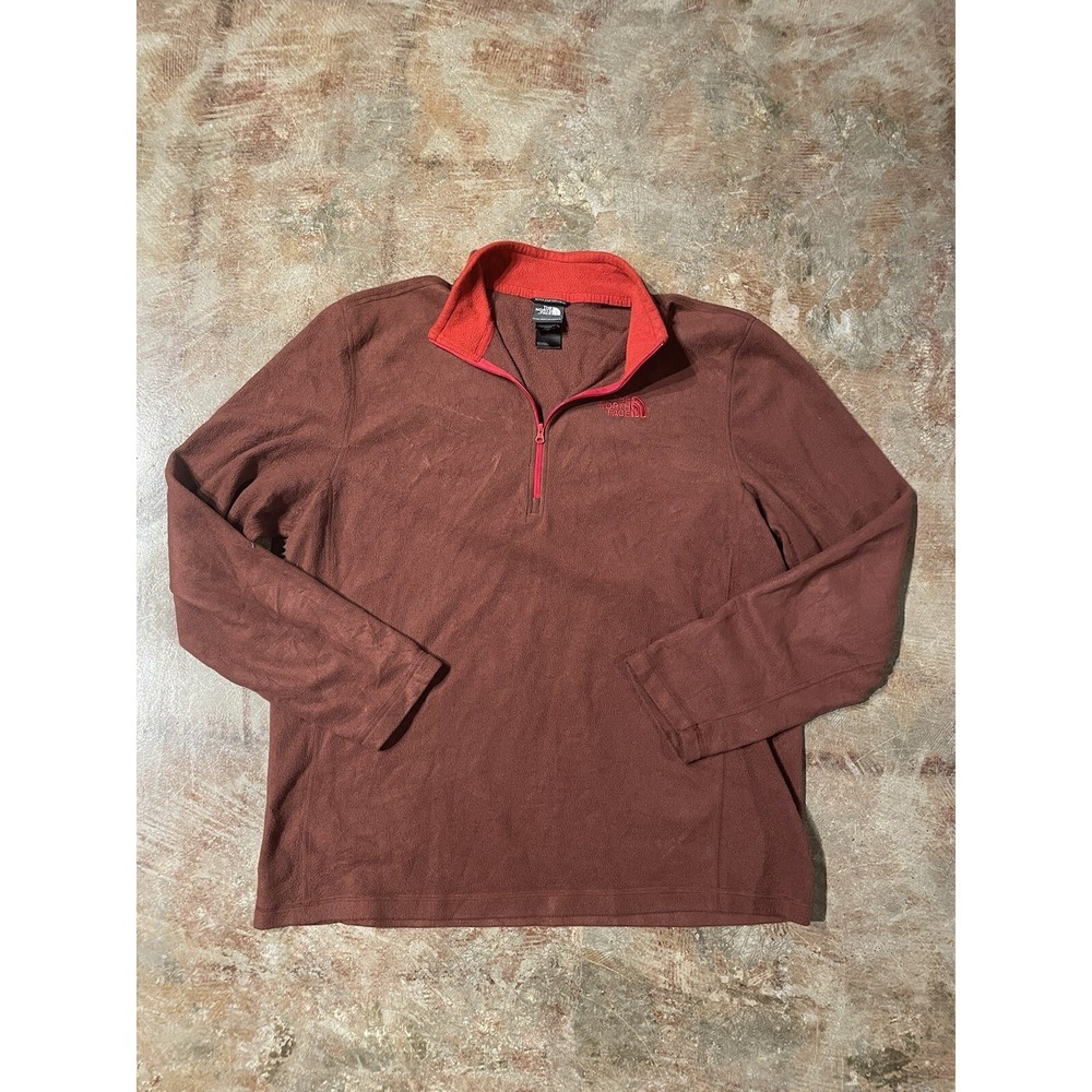 The North‎ Face 1/4 Zip Pullover Red Fleece Long Sleeve Sz XL *